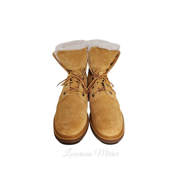 Timberland Women's Kori Park Combat Boots 8 Wheat Suede Mid Calf Lace Up New - Picture 7 of 10